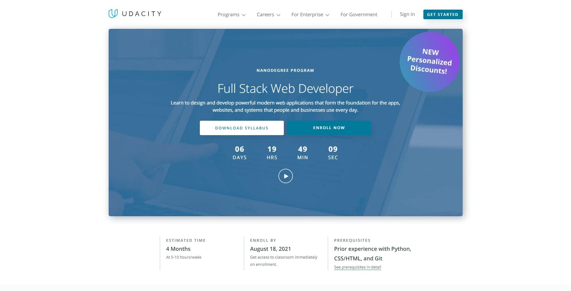 udacity full stack development course