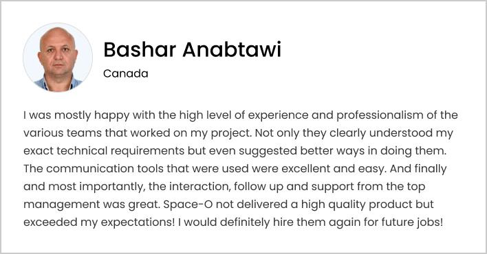 Bashar Anabtawi Testimonial Space-O Canada