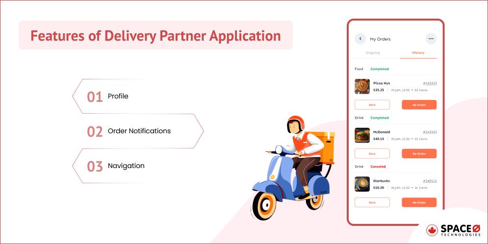 Features of Delivery Partner Application