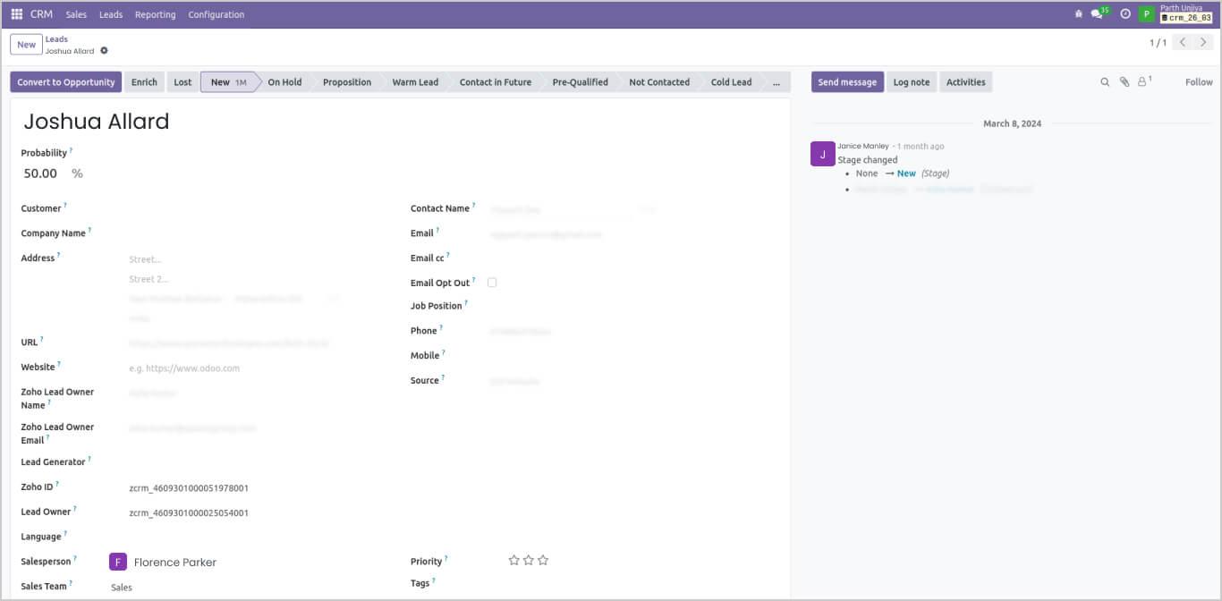 Validate Custom Fields in Odoo CRM