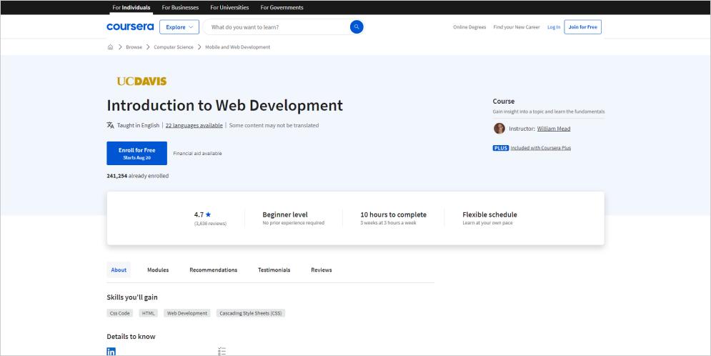 coursera introduction to web development